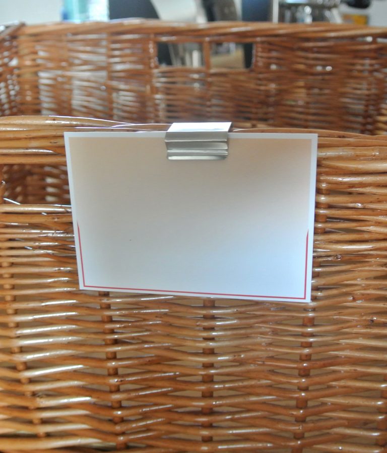 Edelmetall-Preisschildhalter für Körbe