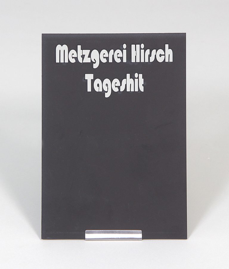 Edelmetall-Tafelhalter mit Tafel DIN A7